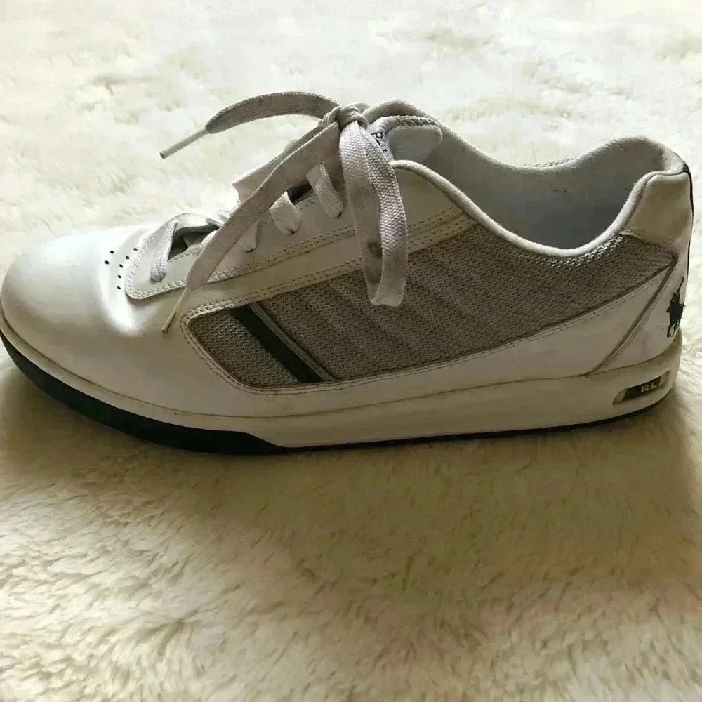 Polo By Ralph Lauren White & Green Sneakers Sz 11 - Picture 5 of 13